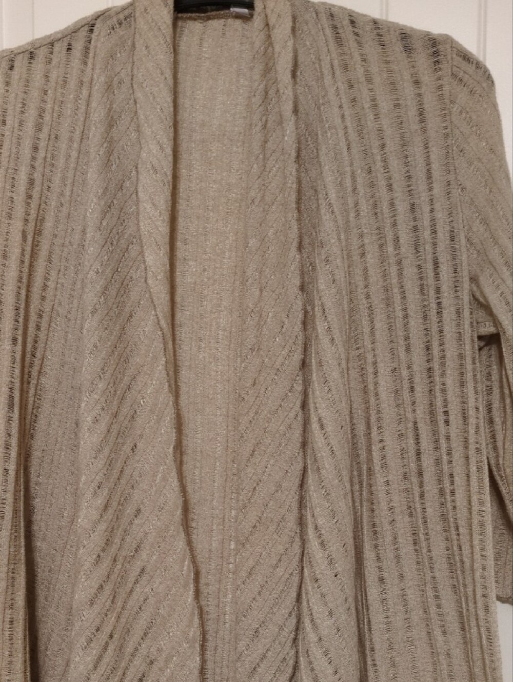 TanJay Open-Front Ribbed Cardigan - Beige - Picture 2 of 7